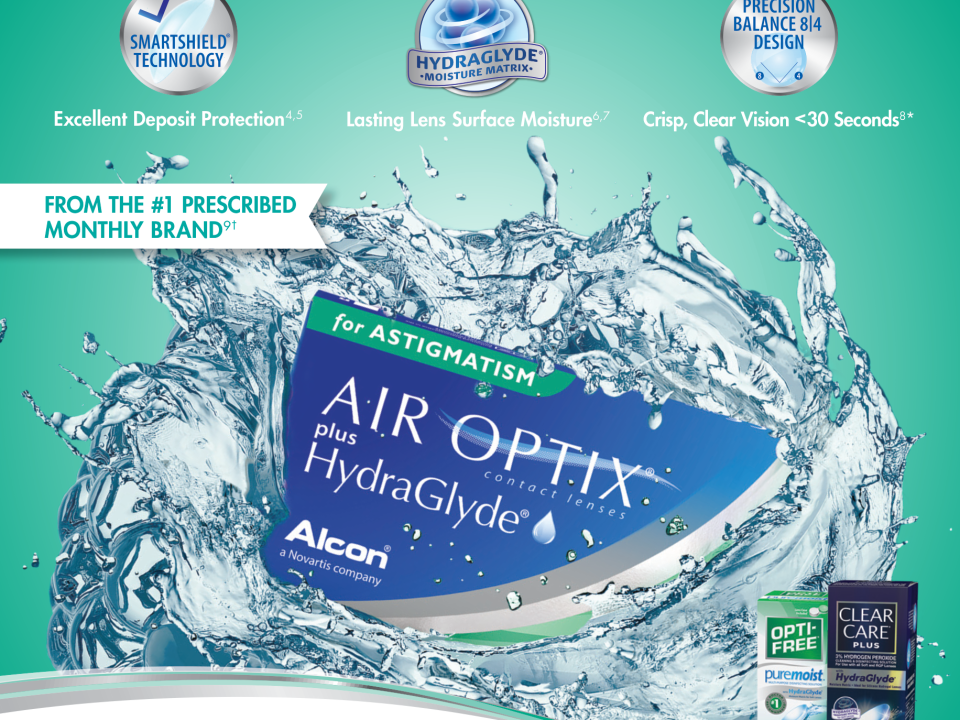 AIR OPTIX plus HydraGlyde for Astigmatism Print Advertisement
